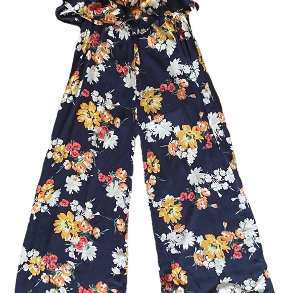 Laundry by Shelli Segal Women’s Floral Two Tier Ruffle Palazzo Jumpsuit Size 12 - Picture 3 of 12